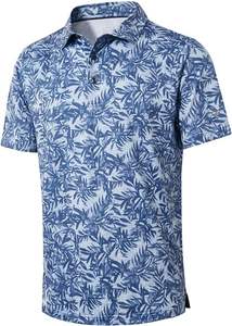 T-shirt de golf à manches courtes pour hommes, tissu tricoté respirant rayé, évacuation de l'humidité - Product Image 2