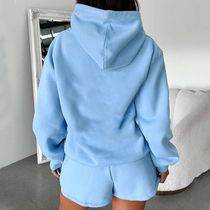 Ensemble sweat-shirt et short en molleton français 100% coton pour femme, design personnalisé, poids lourd, couleur unie, confortable et court, ensemble de survêtement - Product Image 6