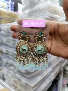 Pendientes Jhumki Indios en Oferta, Pendientes de Circonita Chapados en Oro Antiguo, Joyería para Mujer, Pendientes de Perlas, Joyería para Mujer - Product Image 3