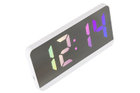 Jam alarm desktop digital kecil dan sederhana, jam led cermin,  meja elektronik, tampilan suhu waktu untuk kamar tidur kantor