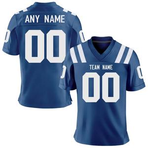 Uniforme de fútbol americano personalizable de talla grande para hombre adulto blanco azul acentos personalizado impreso nombre del equipo número corto verano - Product Image 3