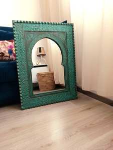 Customized Color <b>Moroccan</b> Hand Carved MDF Wood Iron Wall <b>Mirror</b>-Modern Design-Decorative Wood Frame - Product Image 6