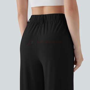 Pantalon large taille haute pour femme, style décontracté, avec nœud en dentelle, idéal pour le bureau ou l'été - Product Image 4