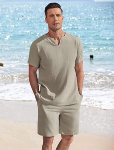 Chándal de playa de verano para hombre 100% algodón con estampado de logotipo personalizado de la mejor calidad, estilo informal transpirable de gran tamaño - Product Image 6