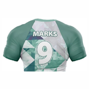 Venta al por mayor equipo universitario adulto transpirable color bloqueado media manga ropa deportiva Rugby uniforme 100% poliéster - Product Image 2