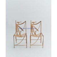 Attrayant Designer Métal Laiton Or Poli Décor À La Maison Chaises Avec Siège En Cuir Blanc Fantaisie Top Vente Meubles Chaises