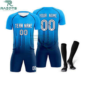 เสื้อฟุตบอลชายแบบสั่งทำพิเศษจาก Razorts International ผ้าโพลีเอสเตอร์ 100% แบบระเหิดสี แขนสั้น ชุดทีม ชุดฝึกซ้อมฟุตบอล - Product Image 4