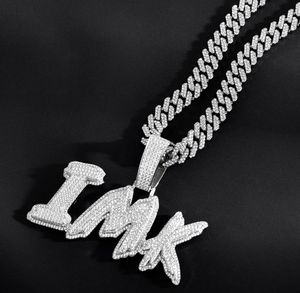 Colgante de Letra IMK Completamente Engastado, Plata 925 Chapada en Oro, Joyería Hip Hop Personalizada para Hombre, Estilo VVS con Diamantes, Regalo de Cumpleaños - Product Image 1