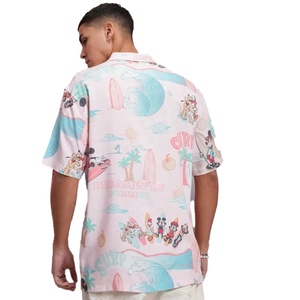 Venta al por mayor personalizada camisa de vacaciones de verano para hombres 2025 estampado Hawaiano manga corta Vintage satén tejido de talla grande opción - Product Image 4