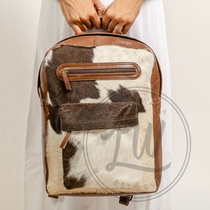 Animal Fur Cowhide Leather <b>Backpack</b> Handmade College Student <b>Backpack</b> Stylish <b>Backpack</b> - Product Image 3