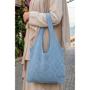 Bolso de Verano Tejido con Motivo de Corazón Azul Bebé, Accesorios de Ropa Bonitos para Bebés Niñas - Product Image 1