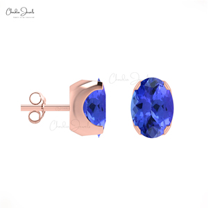 2025 bijoux fins 1.10 CT véritable Tanzanite Solitaire goujons 14k or massif boucles d'oreilles délicates décembre pierre de naissance bijoux en gros - Product Image 3