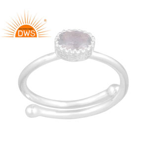 แหวนควอตซ์พลอยอะความารีนธรรมชาติสีเงินสเตอร์ลิงขายดีผู้ผลิตเครื่องประดับแบบวางซ้อนกันได้ - Product Image 1