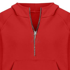Sudaderas con capucha de algodón de alta calidad para mujer Sudaderas con media cremallera de fábrica personalizadas con cuello simulado lavado y bordado Servicio OEM - Product Image 4