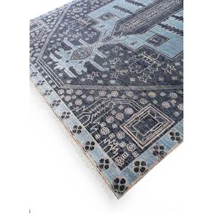 Tapis en laine afghane noué à la main Thyme Blue, motif géométrique, pour salon et couloir - EA-3110, taille 9x12, pour usage domestique - Product Image 2