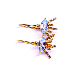 Moda 14K oro aguamarina piedras preciosas fiesta desgaste encanto clásico elegante mujeres usan pendientes de diamantes - Product Image 5