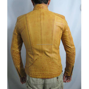 Veste en cuir de mouton véritable ciré pour femme, style motard, avec fermeture éclair, prix de gros - Product Image 5