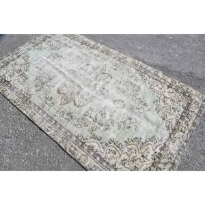 Green Beige <b>Traditional</b> Vintage Turkish Wool <b>Rug</b> 4.5' X 7.9' Patchwork Pattern Flat Weave <b>Living</b> <b>Room</b> Decor Latex Backing 4m - Product Image 4