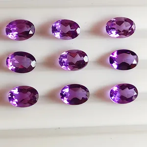 3A质量6x 4毫米刻面紫水晶紫色松散宝石椭圆形真紫水晶切割石厂家直销