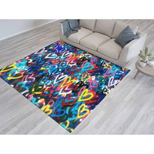 Tapis imprimé graffiti : cool, moderne, décoration de bureau, cadeau, cœurs de Banksy, tapis en chenille - Product Image 2