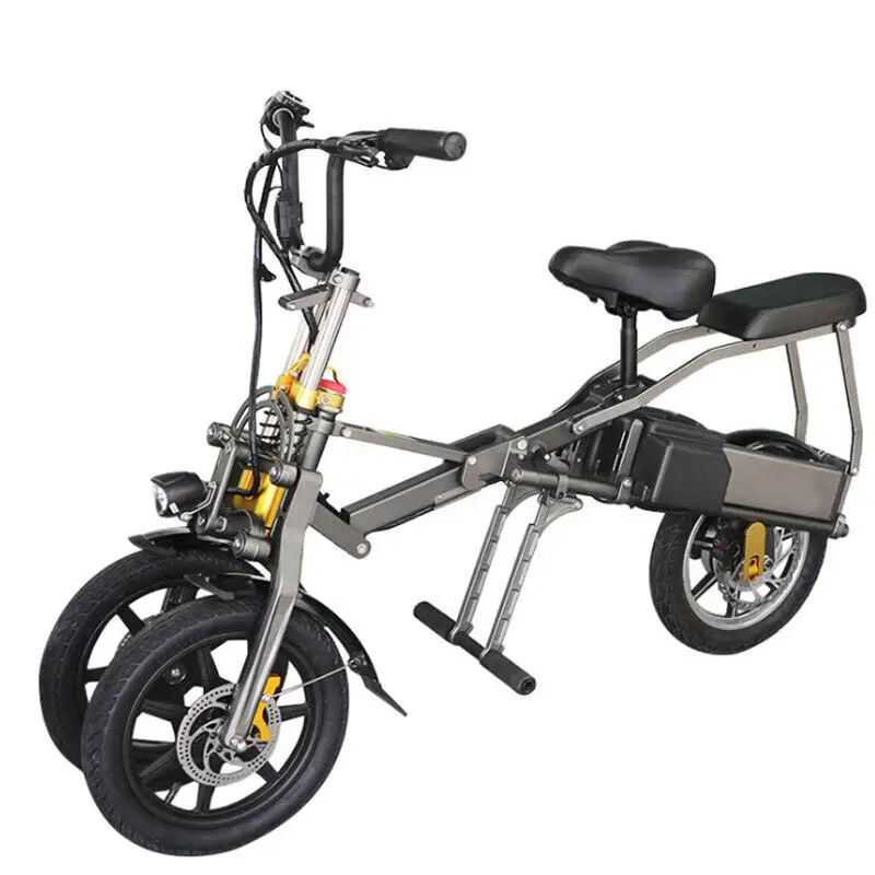 Originele 500W Tweezitter Lichtgewicht Opvouwbare 3-wiel Elektrische Trike Driewieler Scooter Nieuw