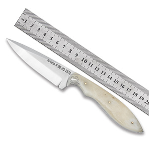 High Quality Customized D2 Steel Hunting <b>Knives</b> Handmade EDC with Natural Camel <b>Bone</b> <b>Handle</b> & Embossed Leather Model-DD-D2-2572 - Product Image 1