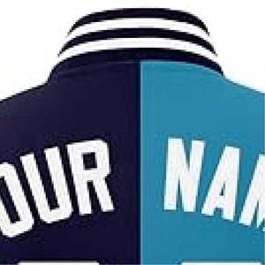 Blouson universitaire bleu ciel et bleu marine, style Letterman bicolore élégant, haute qualité - Product Image 2