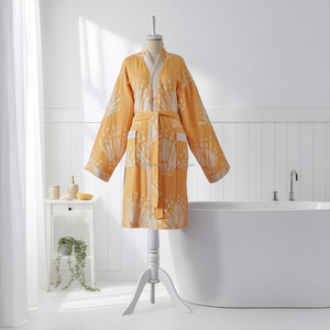 Bata de Baño Tejida 100% Algodón para Mujer y Hombre, Transpirable, de Secado Rápido, Larga, para Verano/Primavera, Hecha en Turquía - Product Image 3