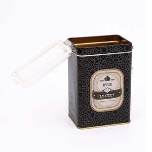 Kontensan ER053V2 75x100x190mm Or Motif Géométrique Boîte Métallique Rectangulaire 1.3L Fil Fermoir Couvercle Transparent Ustensile Noir - Product Image 3