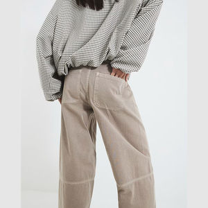 Jeans décontractés en coton pour homme, taille haute, coupe droite, tricotés, motif uni, lavage moyen, respirants, décorés de boutons, pour l'hiver, directement de l'usine - Product Image 3