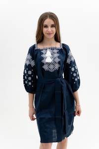 Clothing Manufacturers Custom Fall Boho Long <b>Dresses</b> Women <b>Maxi</b> Casual Embroidery V-neck Printing Floral 100% <b>Linen</b> <b>Dress</b> - Product Image 3