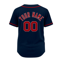 Camiseta de Béisbol con Cuello en V, Diseño Personalizado OEM, 100% Poliéster, Unisex, con Botones, Impresa, Transpirable, que Absorbe la Humedad, para Equipos