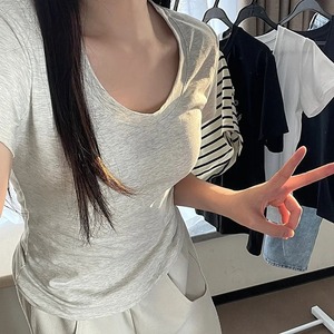 Summer Women's Basic Short Sleeve T-Shirt Slim Fit Round-Neck Tops in Black & White Casual Girl Bottoming Digital Printing - Product Image 3