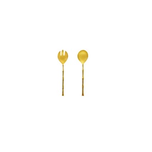 Juego de 2 para servir ensaladas de latón con diseño floral con esmalte mate para cocina, cubiertos de latón únicos, juegos de cubiertos para ensaladas - Product Image 4