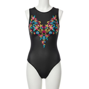 บอดี้สูทผ้าไนล่อนสแปนเด็กซ์ปักด้วยมือขนาดพลัสไซส์ผ้าสแปนเด็กซ์เนื้อนุ่มดีไซน์ทรงเข้ารูปสำหรับการเต้นทุกวัน - Product Image 5