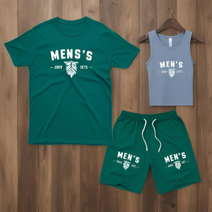 Custom <b>Men's</b> T-shirt Sets with Shorts or <b>Pants</b> 100% Cotton for <b>Loungewear</b> or Sportswear Matching T-shirts and Bottoms - Product Image 1