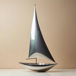 Vente en gros de sculpture contemporaine de voilier en métal voiles découpées uniques décor nautique moderne nouveauté pour la maison décoration créative pour la maison - Product Image 2