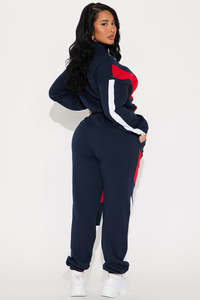 Otoño Invierno personalizable de alta calidad 1/4 zip poliéster mujeres Jogger conjuntos color block chándal mujer gimnasio chándal - Product Image 3