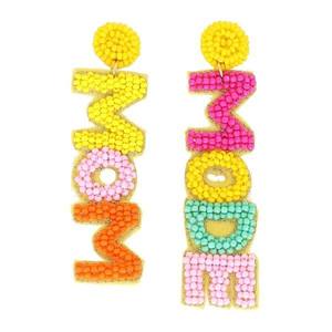 Pendientes colgantes de cuentas Fri-Yay Fun, joyería de moda, pendientes de cuentas, pendientes de lujo, pendientes de letras con cuentas de semillas de flores Fri-Yay - Product Image 4