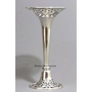 Finition en aluminium coulé couleur argent brillant poli miroir centres de table de mariage et décoration de table trompette Vases fournitures - Product Image 6