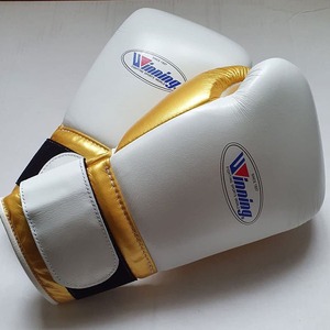 Manufacture High Quality Custom Made OEM Design White Winning Boxing <b>Strap</b> up Gloves Made With Genuine Leather Sparring Gloves - Product Image 2