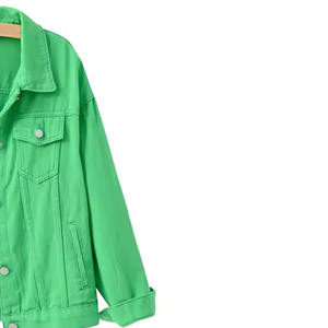 Veste en jean pour hommes confortable de couleur unie 100% coton vêtements décontractés pour l'hiver Streetwear avec logo avant et poches - Product Image 2