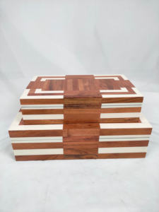 Boîtes en bois traditionnelles, boîte à bijoux en résine avec incrustation de nacre, motif feuille, boîte de rangement et boîte cadeau, MOQ 100 pièces, boîte artisanale - Product Image 3