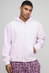 Sudadera con capucha 100% algodón de peso pesado personalizada hombro caído de gran tamaño 450 GSM Vintage Unisex cremallera Sudadera con capucha sin cuerda - Product Image 4