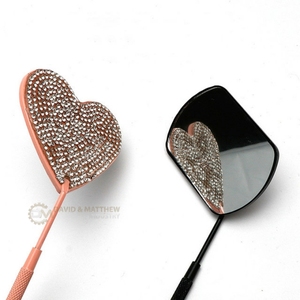 Espejo de pestañas de acero inoxidable en forma de corazón de un solo lado personalizado 2024 diamantes etiqueta privada personalizada maquillaje cosmético - Product Image 4