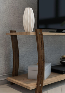 White Wooden <b>TV</b> <b>Stand</b> with Shelf 2-Tier <b>TV</b> Console Modern & Minimal Design - Product Image 6