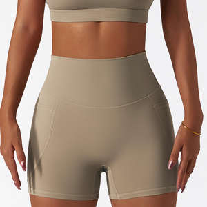 Shorts de yoga élastiques taille haute pour femmes, avec logo personnalisé, design froncé pour rehausser les fesses, style décontracté, cordon de serrage pour la course et le fitness - Product Image 4