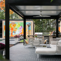 Toldo de Aluminio con Motor Exterior, Persianas Eléctricas con Control Remoto, Impermeable, Tamaño Personalizable, para Jardín, Patio, Villa, Xinjing
