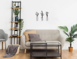 Decoración de Pared de Metal, Plantas y Flores en Botellas, Marco Montado, Panel Decorativo de Pared, Adornos para Interiores del Hogar - Product Image 4