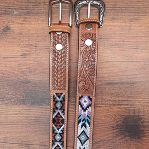 เข็มขัดลูกปัดลายไม้แบบตะวันตกพร้อมหัวเข็มขัดแบบถอดออกได้ออกแบบมาเพื่องานหนักสำหรับผู้ชายผู้หญิง - Product Image 5